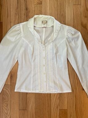 Vintage Gunne Sax White Lace Blouse